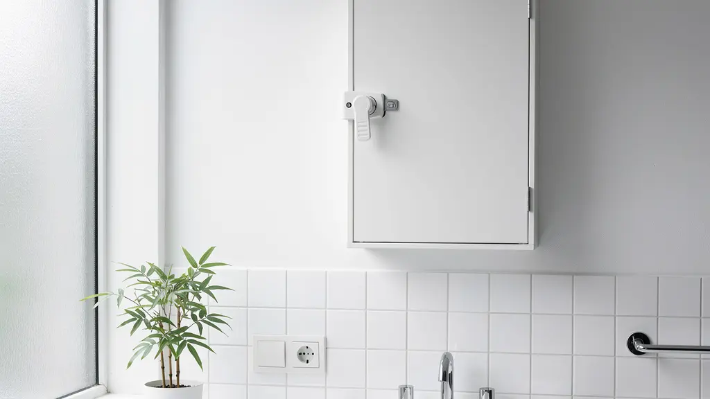 Armoire à pharmacie fermée avec serrure de sécurité dans une salle de bain moderne