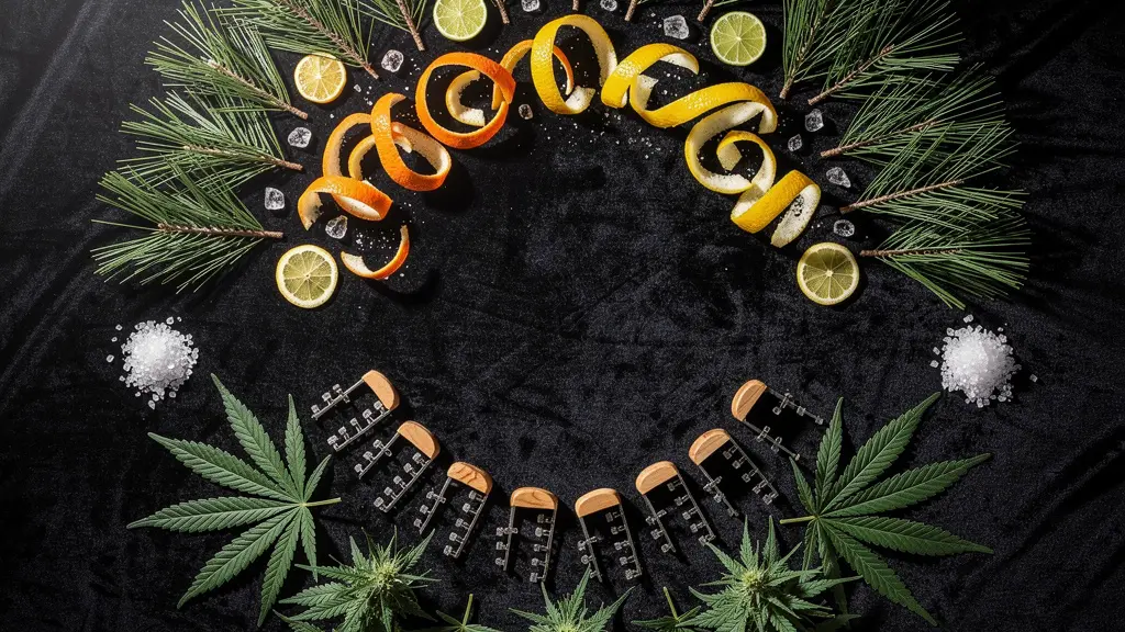 Visualisation de l'effet d'entourage montrant l'interaction entre CBD, terpènes et flavonoïdes au niveau cellulaire
