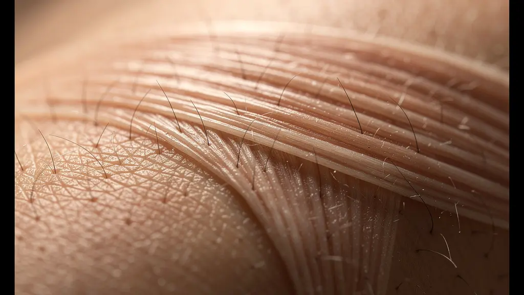 Vue macro de fibres musculaires détendues pendant le sommeil profond