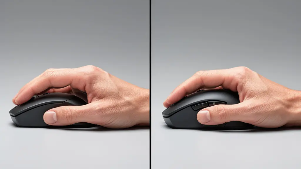 Comparaison de la position de la main sur une souris verticale ergonomique versus souris classique
