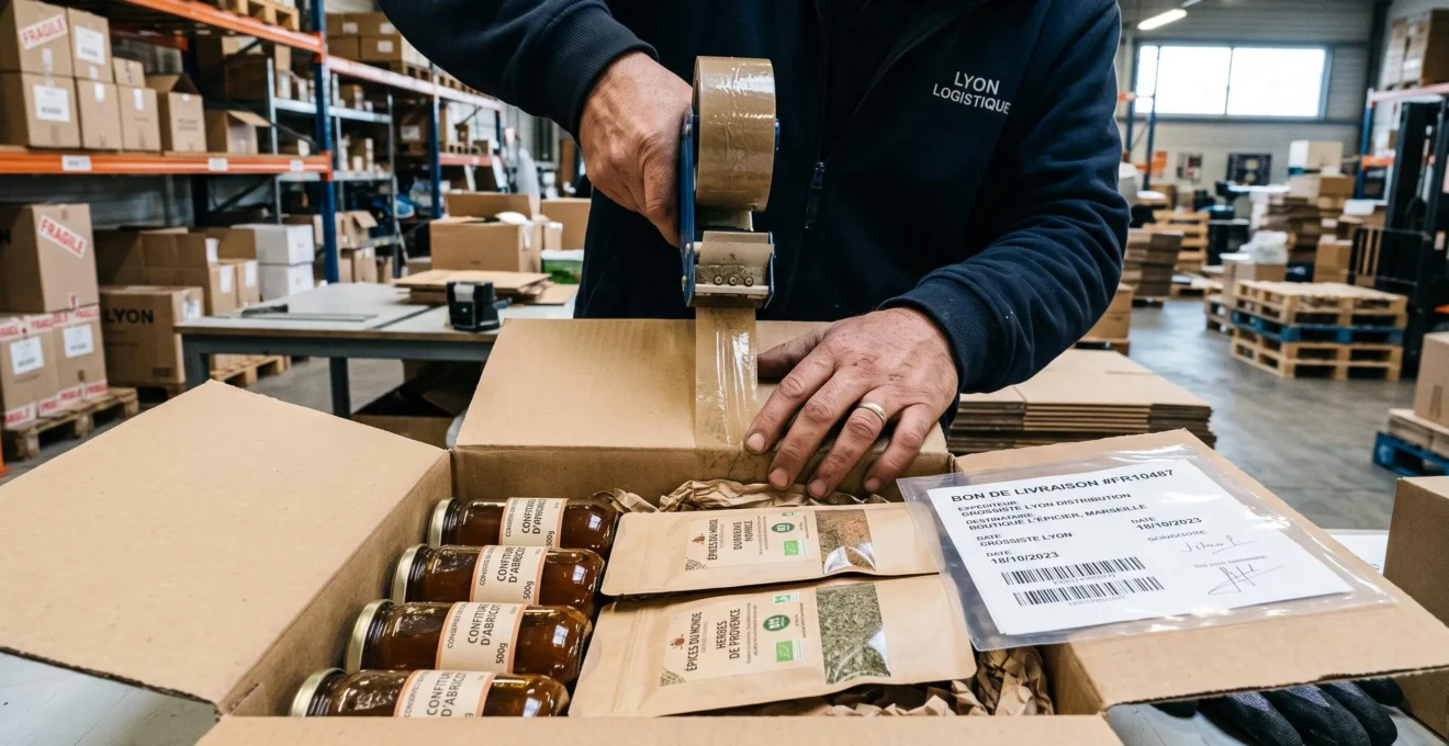 Un préparateur emballe une première commande en gros de produits CBD.